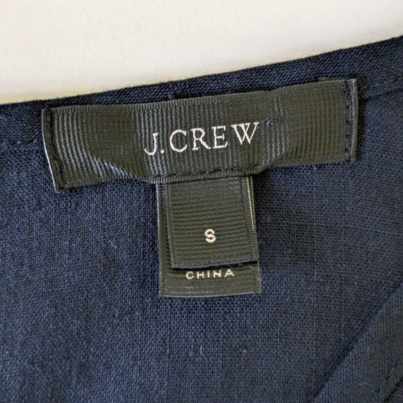 J. Crew Relaxed Jumpsuit S Linen Lyocell Drawstring Navy Blue Comfy Flowy - Picture 10 of 15
